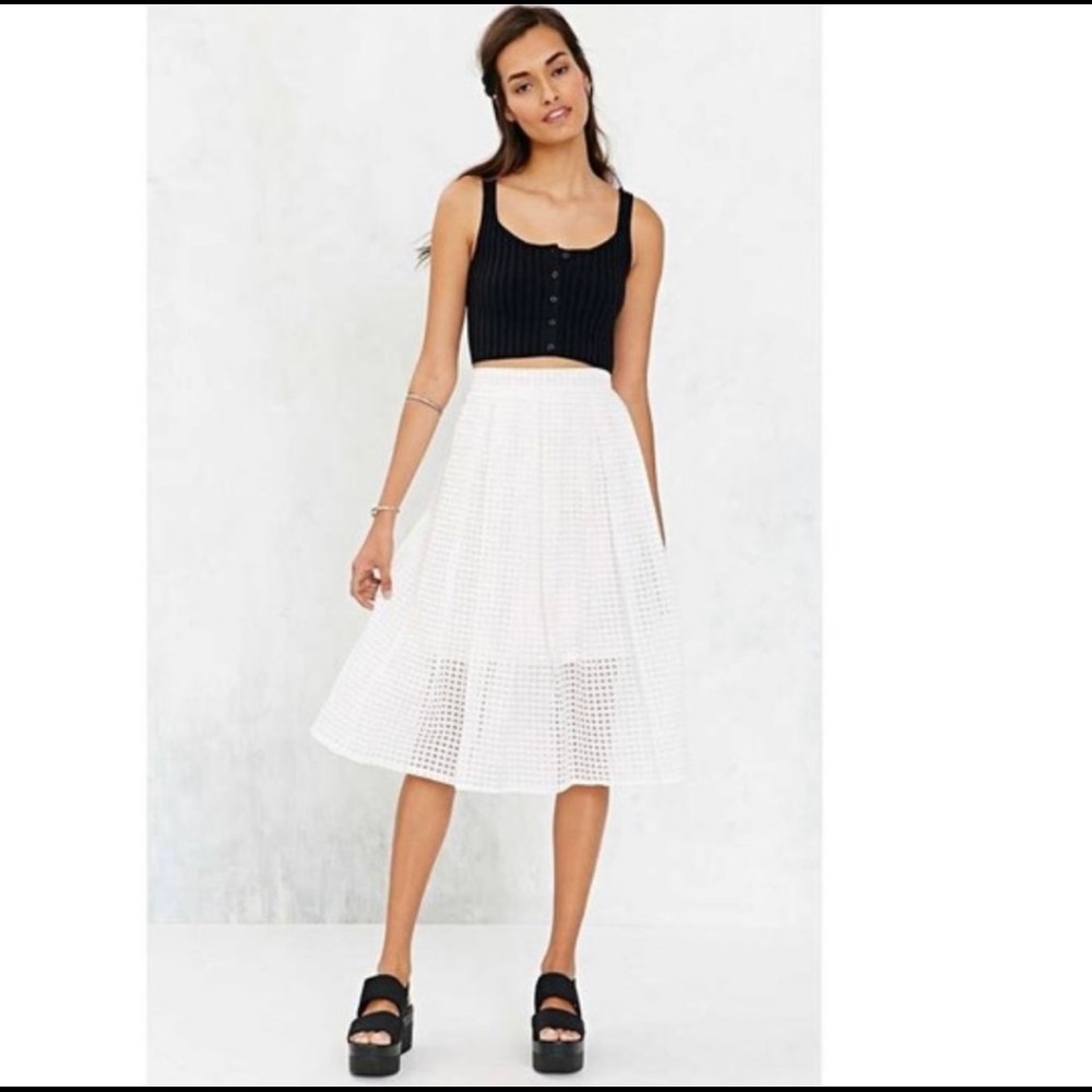 Silence + Noise White Gingham Skirt